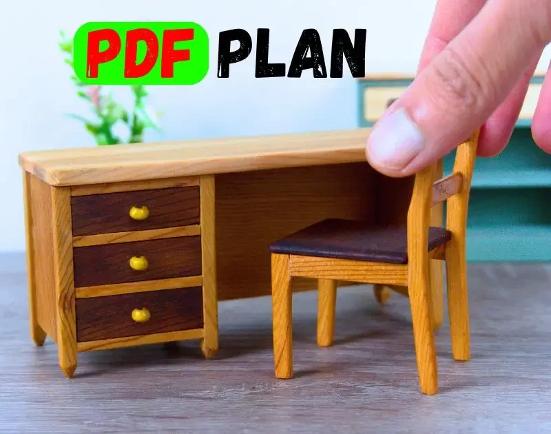PDF PLAN: Wooden Desk For a Dollhouse