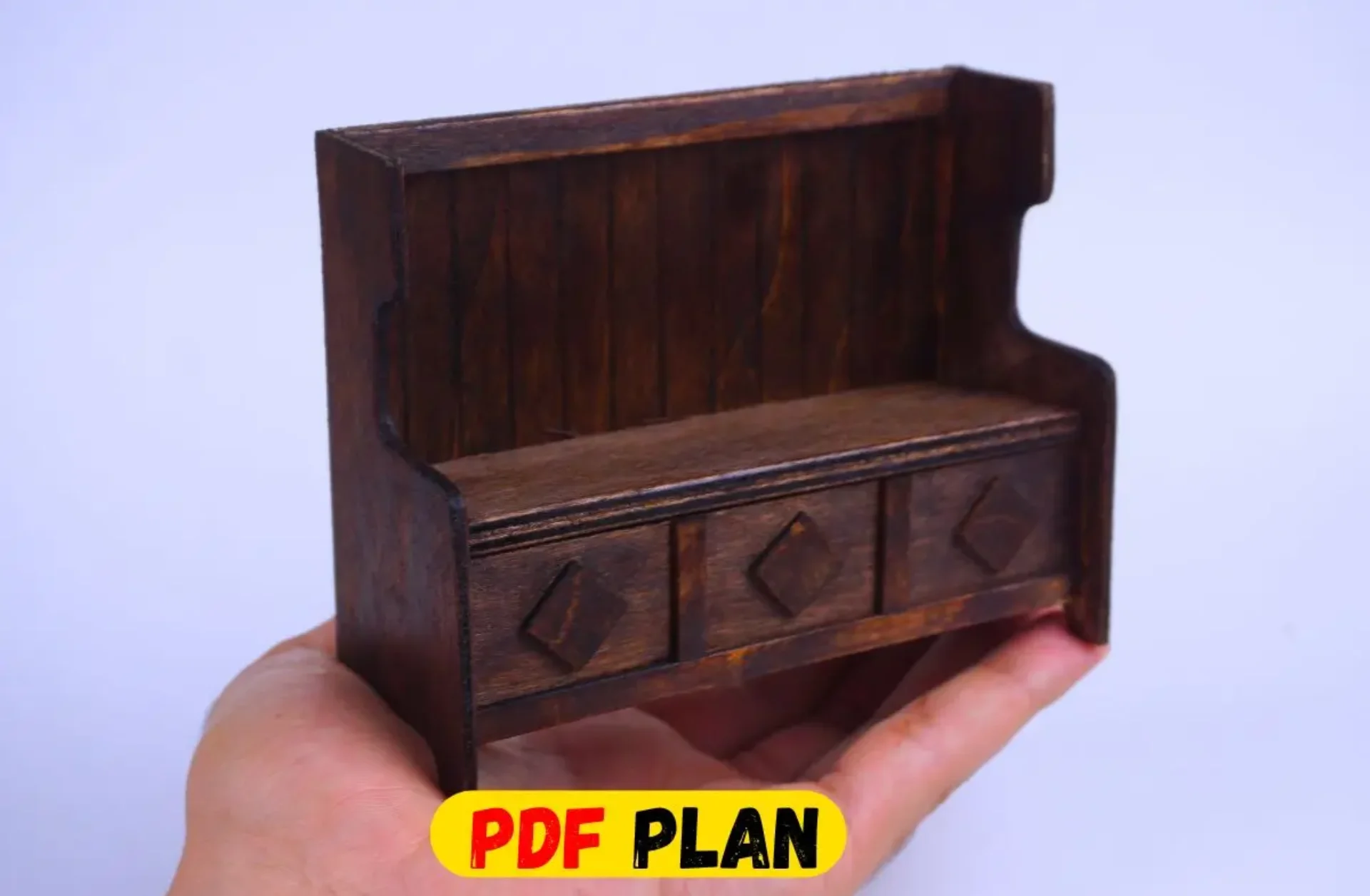 PDF PLAN: How to Make a Dollhouse Bench with Storage