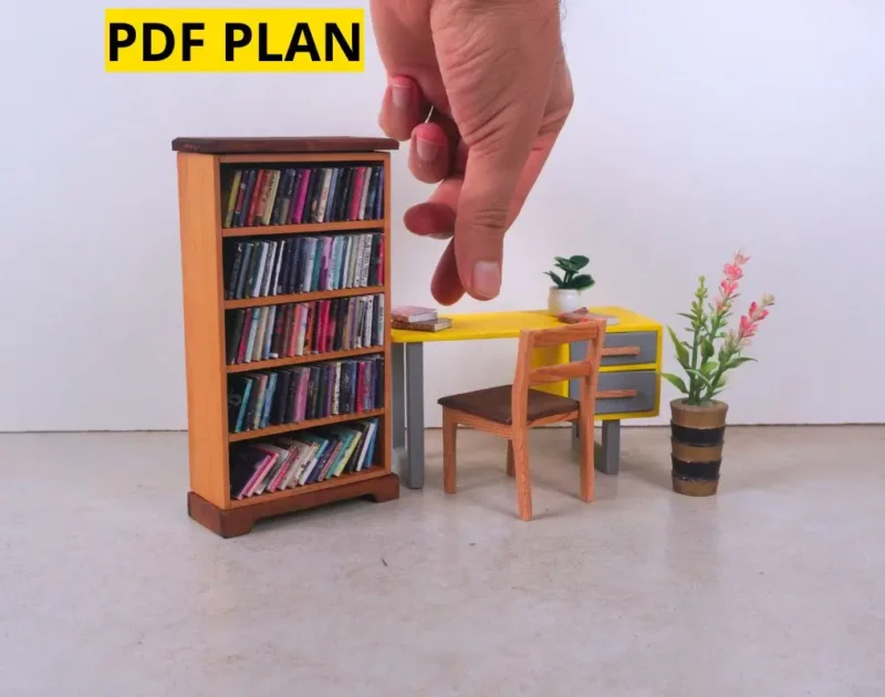 Five-Shelf Dollhouse Bookcase – Scale 1:12