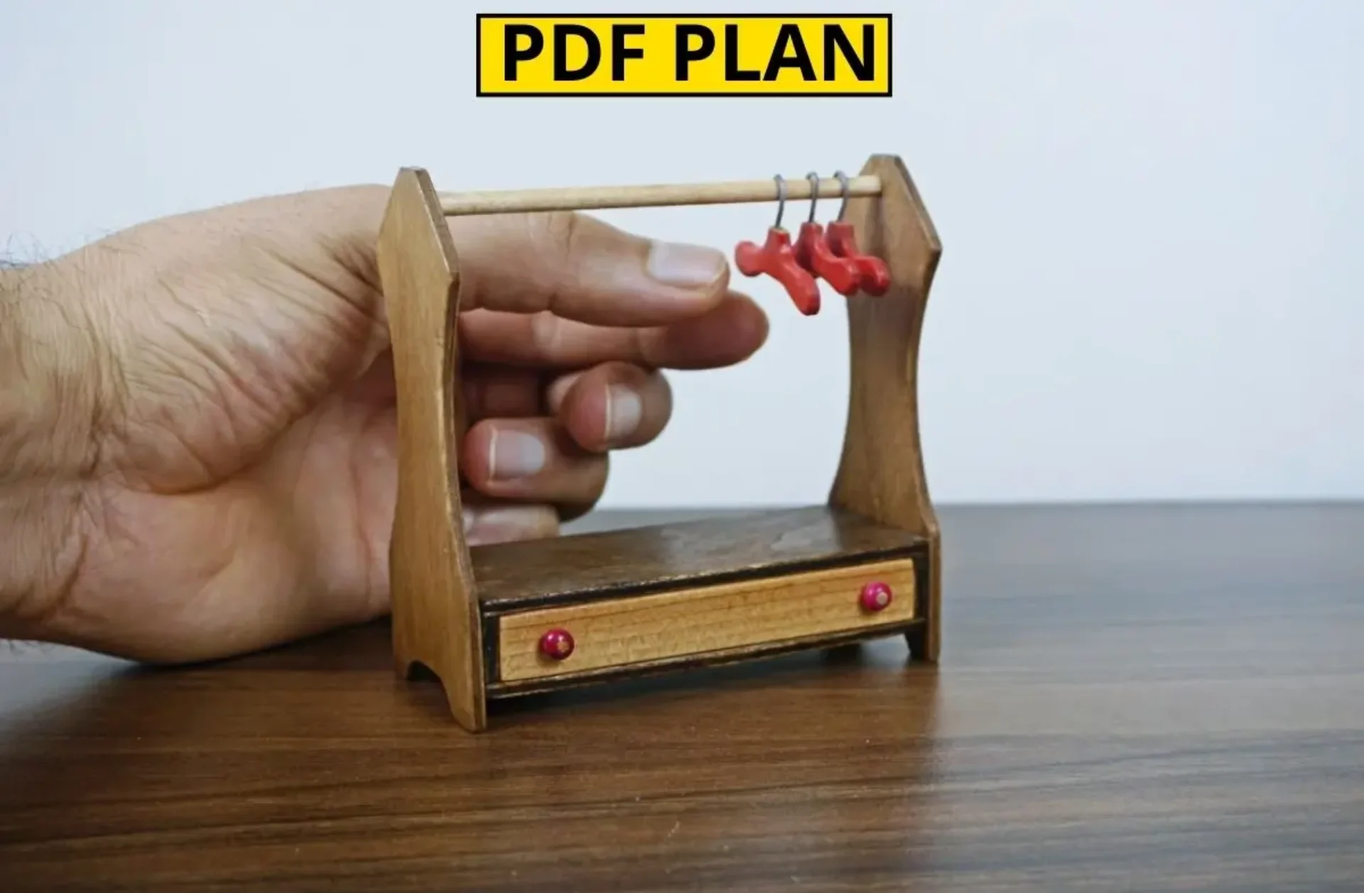 Miniature Wardrobe with Drawer and Hangers