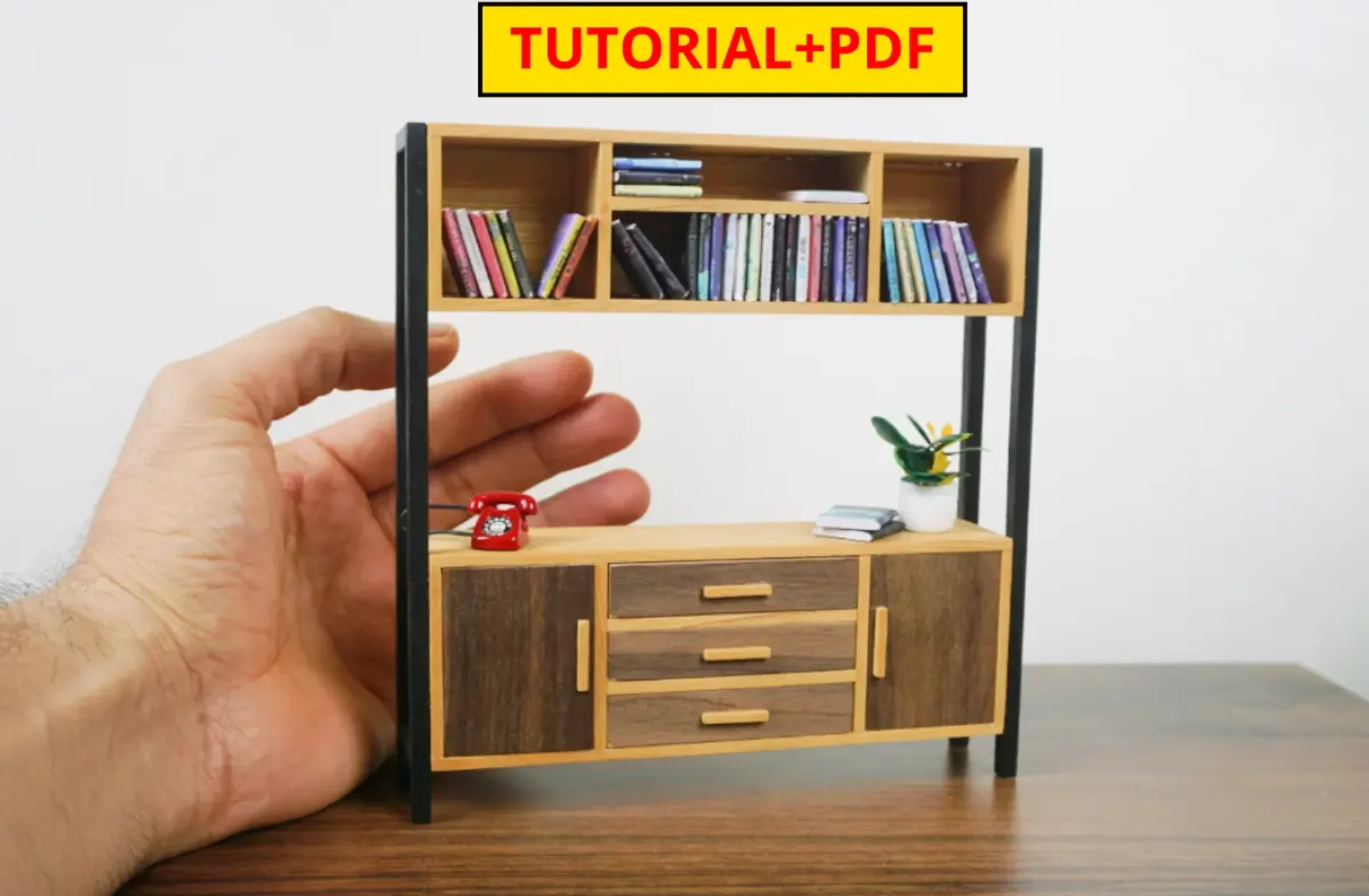 TUTORIAL Miniature Bookshelf | PDF + video