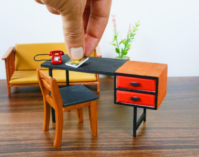 DIY Miniature Desk with Two Drawers | 1:12 Scale