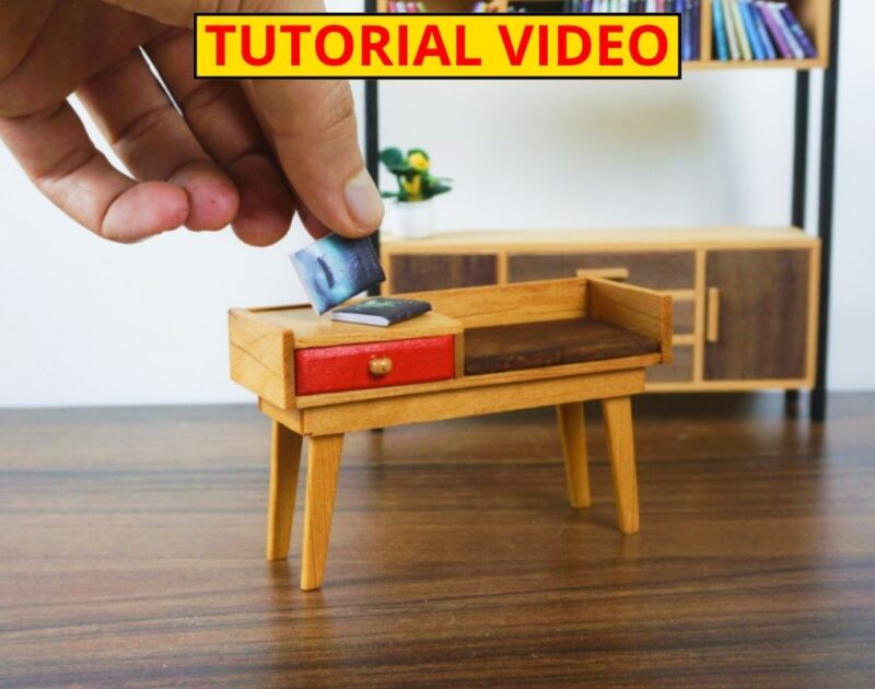 DIY Miniature Bench with Drawer – Wooden Furniture for Dollhouse