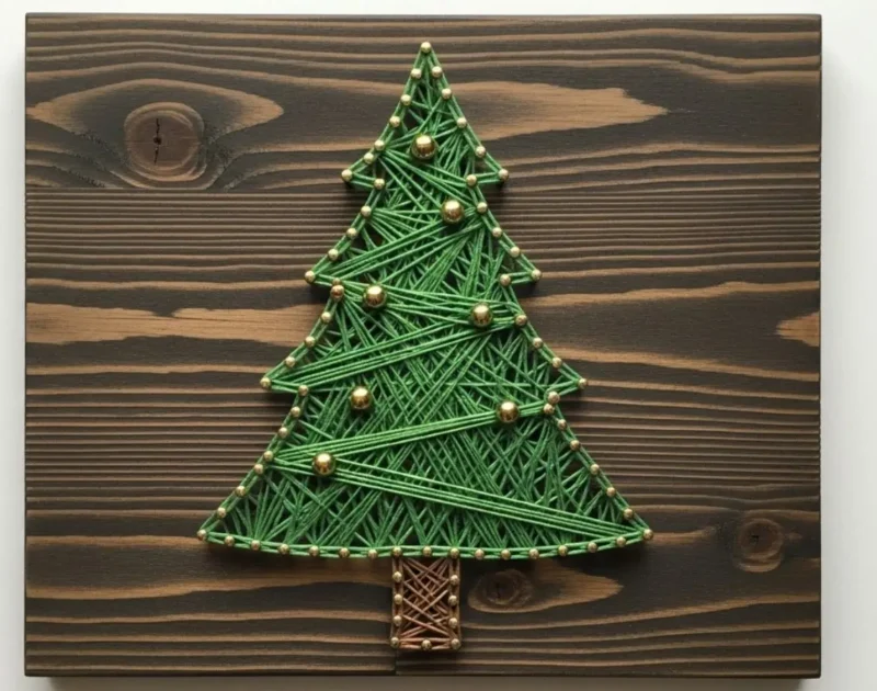 DIY Wooden String-Art Christmas Tree Decoration