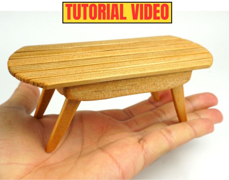 1:12 Scale Miniature Wooden Garden Table for a Dollhouse