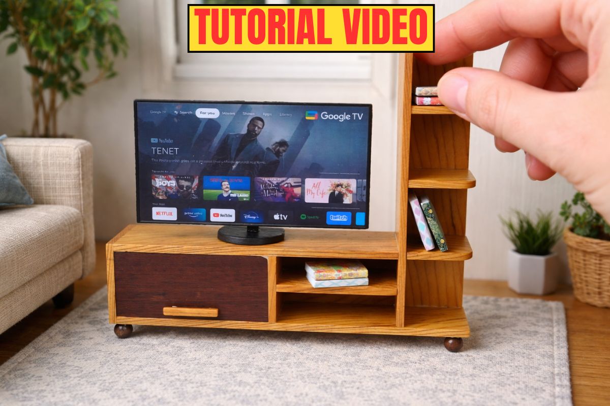 You are currently viewing A Modern Cedar Wood Miniature TV Unit for 1:12 Dollhouses