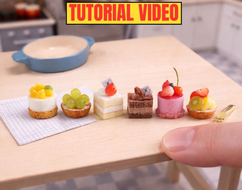 Miniature air dry Clay Foods Sweets Cake