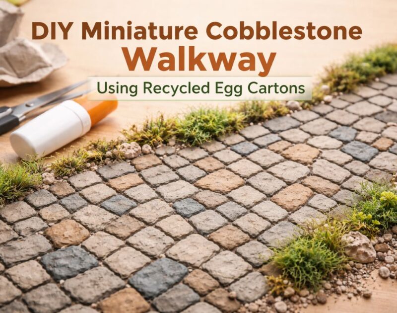 DIY Miniature Cobblestone Walkway Using Recycled Egg Cartons