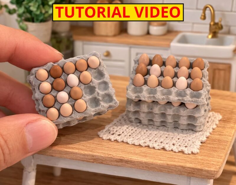 Miniature Eggs and Egg Carton: A Tiny DIY Craft for Dollhouses and Mini Displays