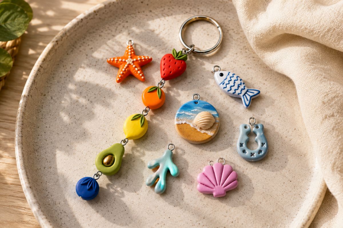 You are currently viewing 10 Clay Charm Ideas: From Colorful Fruit to Sea and Kawaii Worlds