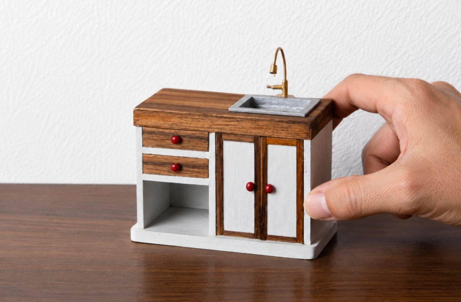 DIY Miniature Kitchen Cabinet with Sink – 1:12 Scale
