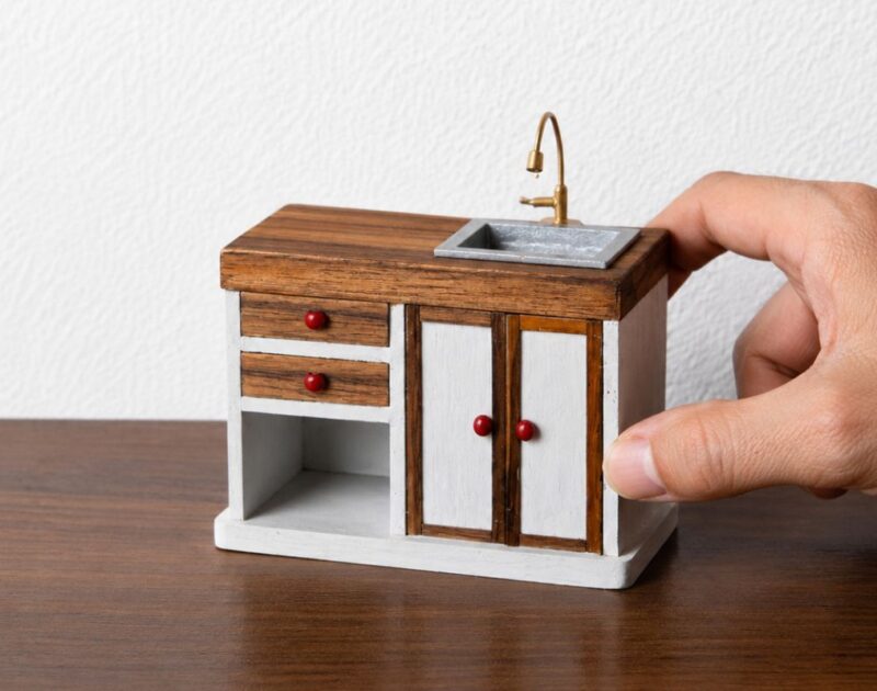 DIY Miniature Kitchen Cabinet with Sink – 1:12 Scale