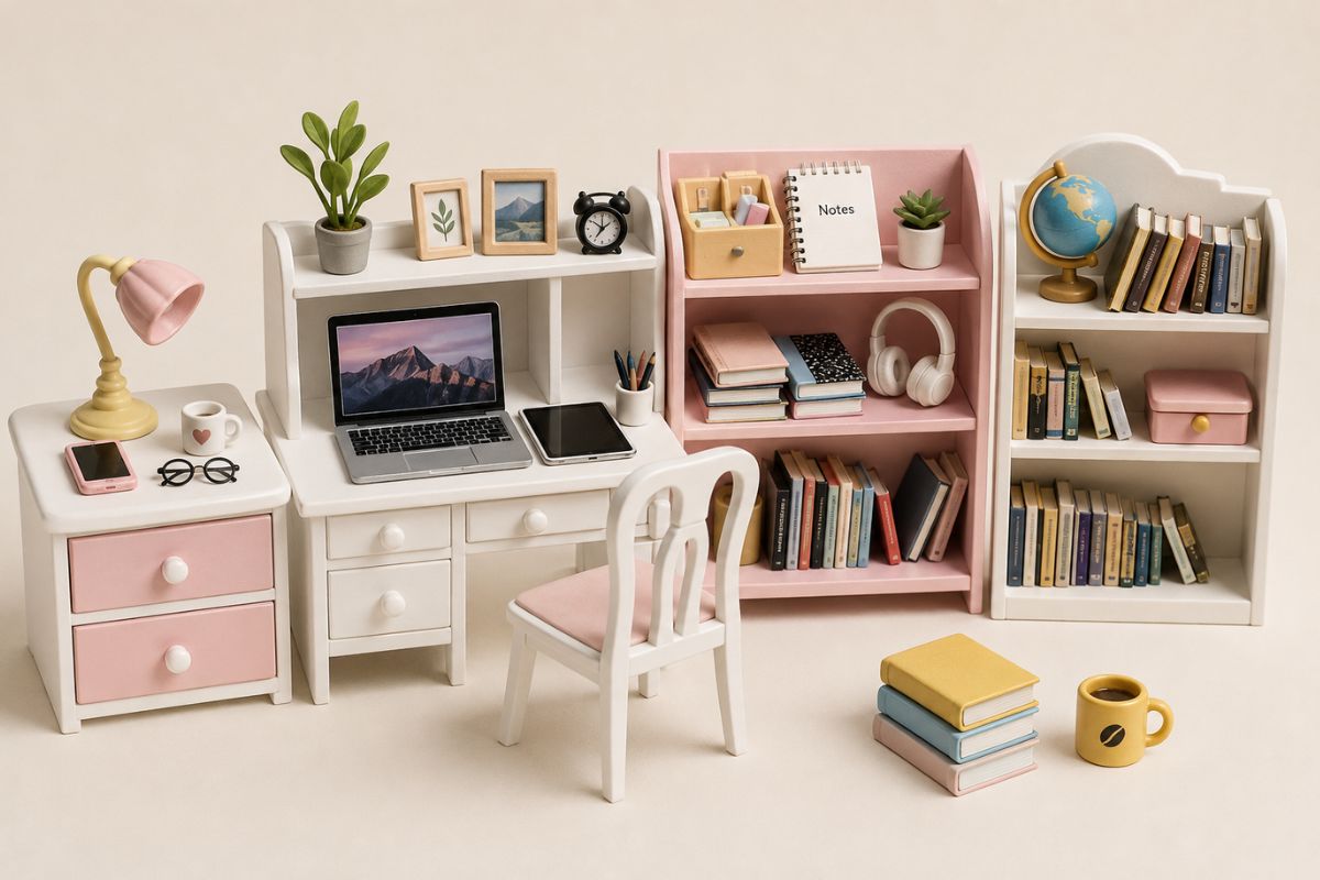 You are currently viewing Dollhouse Miniature Office Desk Set : This 90-Piece