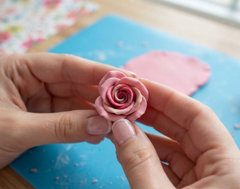 How to Make a Rose Clay Flower (For Beginners)