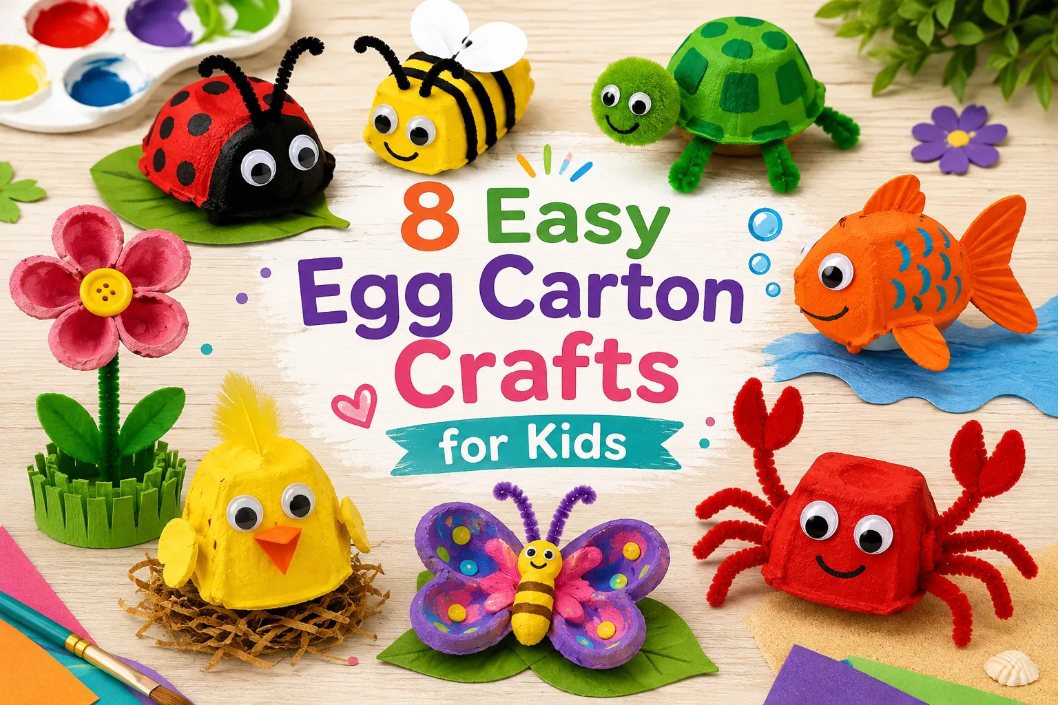 You are currently viewing 8 Easy Egg Carton Crafts for Kids