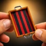 A Handmade Miniature Wood Tray with a Bold Red and Black Design