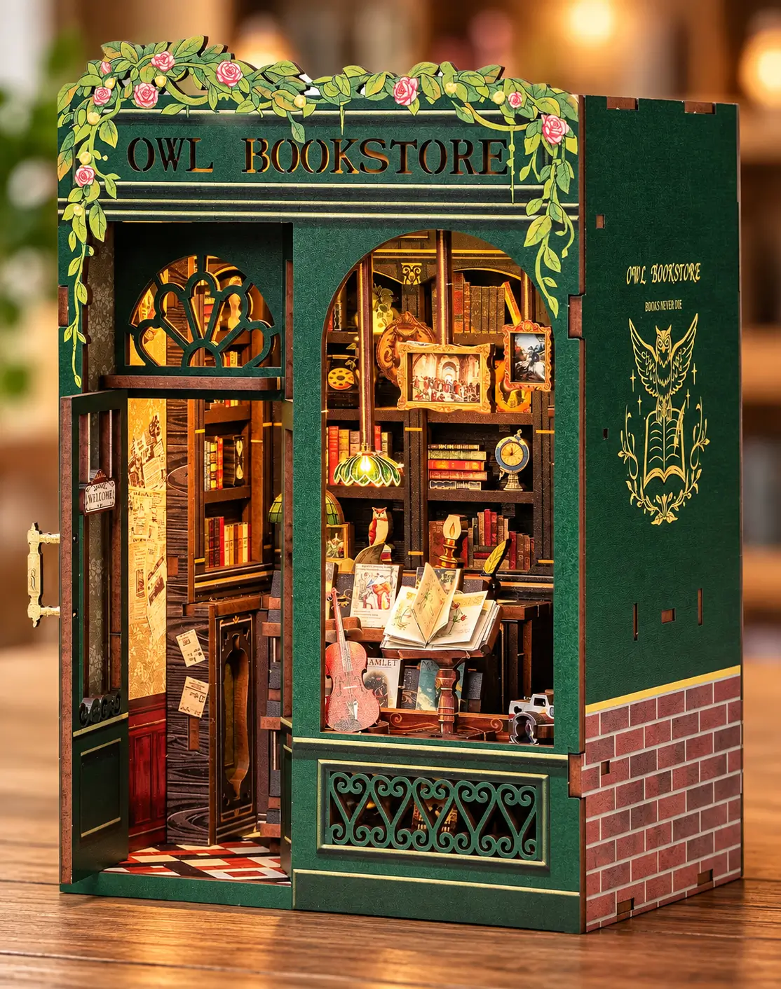 CUTEBEE Owl Bookstore Book Nook Kit