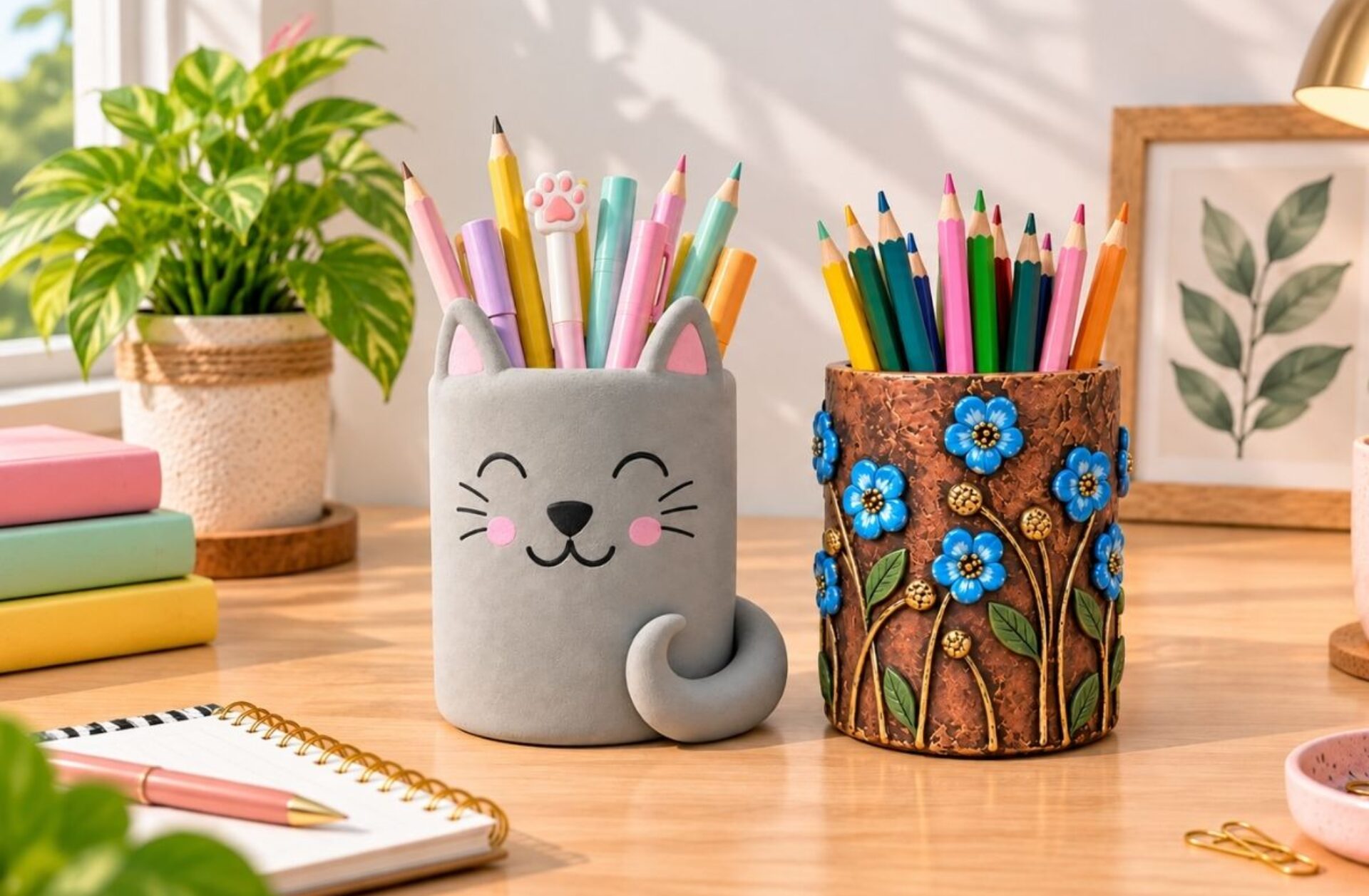 11 Clay Pen Holder Ideas to Brighten Up Your Desk