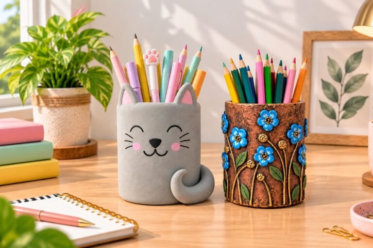 11 Clay Pen Holder Ideas to Brighten Up Your Desk
