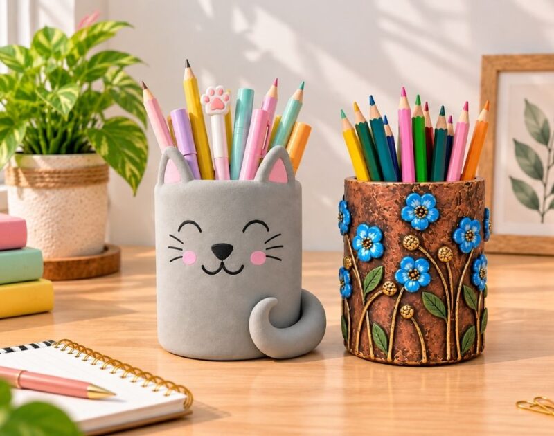 11 Clay Pen Holder Ideas to Brighten Up Your Desk