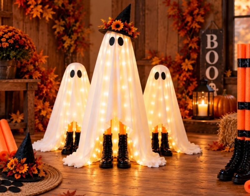 DIY Light-Up Halloween Ghosts (Easy Pool Noodle Tutorial)