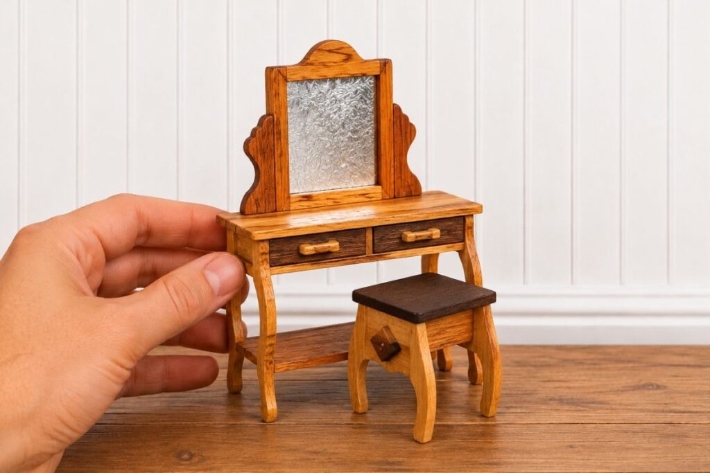 Handmade Miniature Dressing Table Set in 1:12 Scale