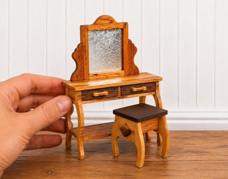 Handmade Miniature Dressing Table Set in 1:12 Scale
