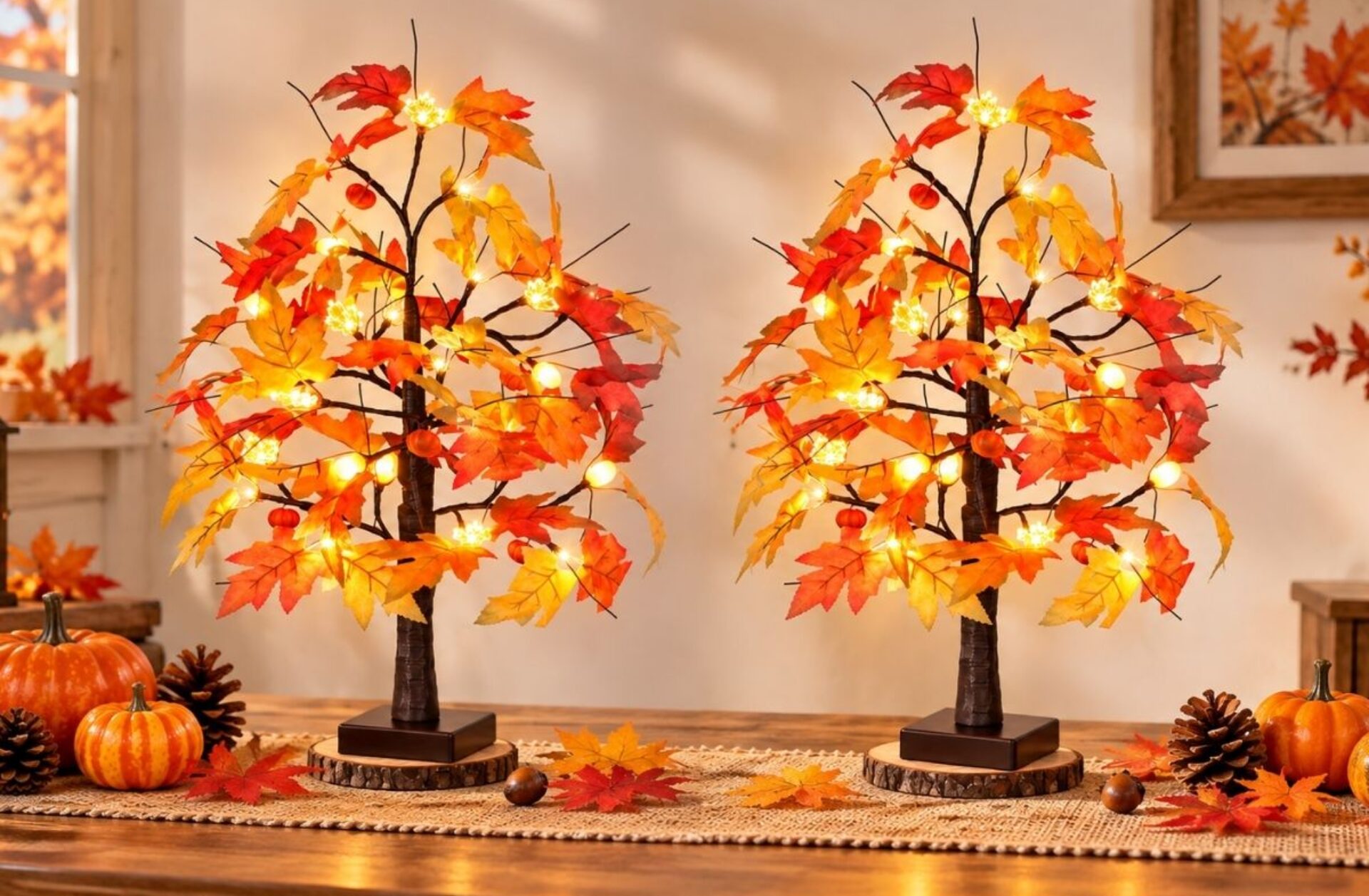 Lighted Maple Tree Fall Decor: The Ultimate Thanksgiving Centerpiece for Your Home