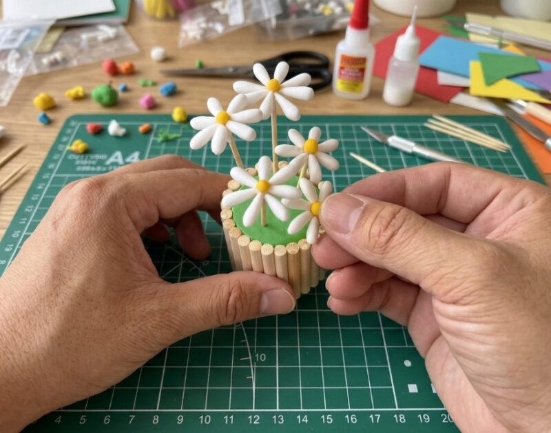 Miniature Cotton Swab Daisies