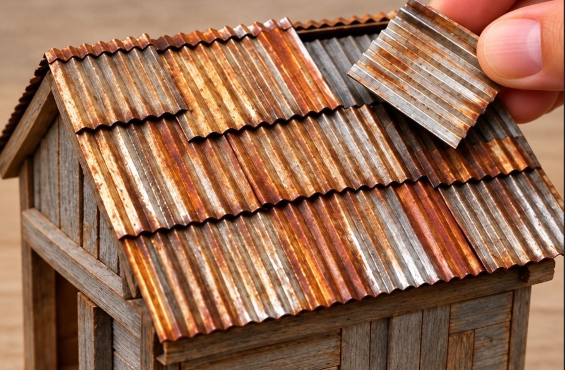 Miniature Corrugated Metal Roof from a Soda Can